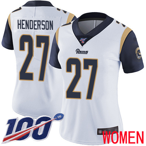 Los Angeles Rams Limited White Women Darrell Henderson Road Jersey NFL Football 27 100th Season Vapor Untouchable